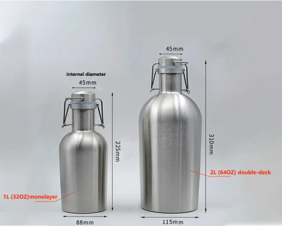 Edelstahlfass Pera Kohlensäurehaltiger Growler 64 Oz 1,9L/ 128oz 3,8L