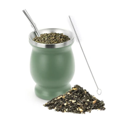 Brazil Mate Cup 4oz 8oz doppelwandige isolierte Edelstahl-Yerba-Mate-Teetasse mit Bombilla-Strohhalm-Set