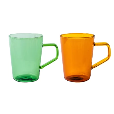 Brief Design Thermo-Kaffeetasse zum Trinken und Kochen, buntes Glas mit Henkel