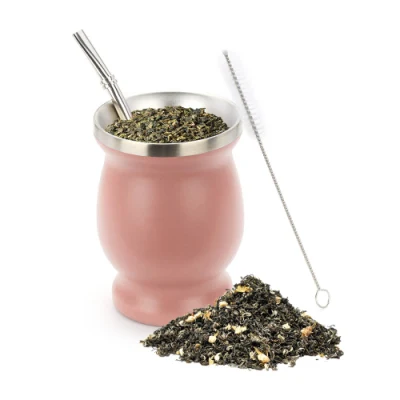 Mate-Teetasse, 230 ml, Edelstahl, Yerba-Mate-Tasse, doppelwandiger Kürbis mit Bombilla